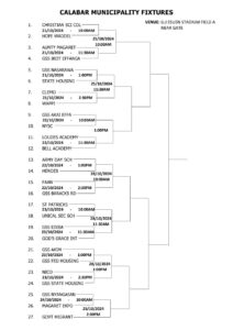 Fixtures for Pribce Otu cup competition for secondary school in cross river state