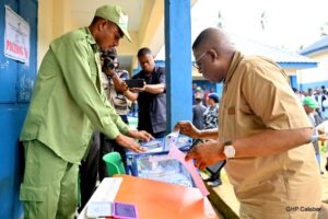 Governor otu and wife voting at the 2024 Cross river state local government election 