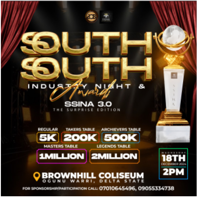 When is SSINA south south industry night award date and time, ticket Amount. 