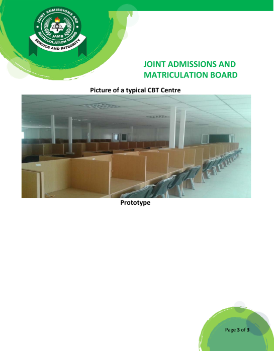 JAMB CBT ACCREDITATION REQUIREMENT 3