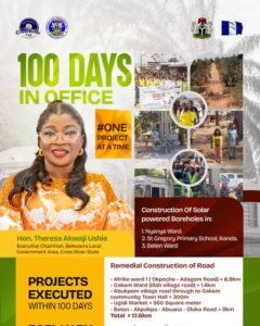 Theresa Ushie: Bekwara Local Government Chairman 100 Days in Office Achievement so far