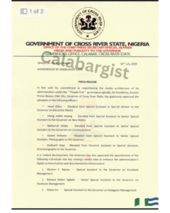 Governor otu media aide