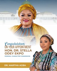 . Martha Agba Congratulates Hon. Dr. Stella Odey Ekpo on Her Appointment as Commissioner, Federal Character Commission