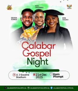 The Calabar Festival Gospel Night & Voices of Paradise 2025 Grand Finale was a night overflowing with joy, celebration, and heartfelt praise. Our homegrown gospel artistes led the audience in high praise, while award-winning gospel ministers Mikky Odionka, Yadah and Ebuka Songs ushered in a powerful atmosphere of worship that transformed the evening into an unforgettable service of thanksgiving.