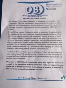 Disclaimer By Concerned Stakeholders Of Bekwara/Obanliku/Obudu Federal Constituency (OBO)