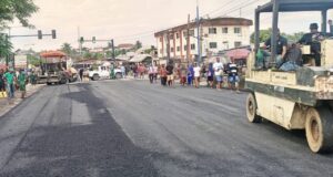 CR-ROMA workers repairing a failed road section in Calabar South