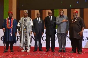 Cross River Governor Bassey Otu joins Goodluck Jonathan and legal luminaries in Abuja to honour Chief Kanu Agabi, SAN, CON, at 80.